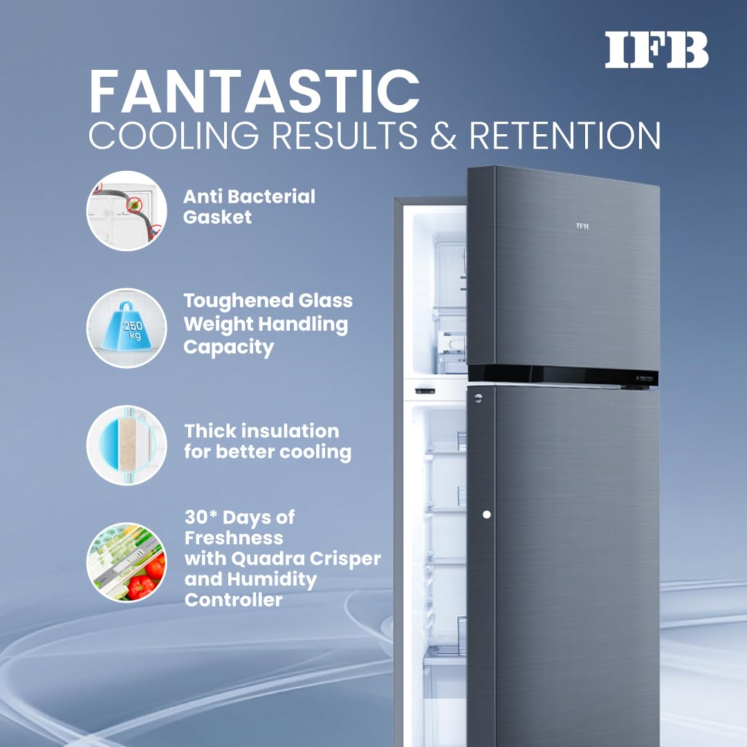 IFB 241L 3 Star Frost Free Advanced Inverter Double Door Refrigerator (Eco Cool IFBFF-2913DBSE, Brush Grey, 7 in 1 Multi Mode with 360 Degree Cooling)